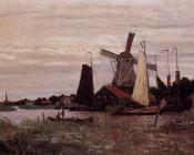 A Windmill at Zaandam - 克劳德·莫奈